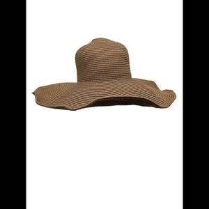Peter Grimm Ashley Wire Rim Brown Oversized Packable Raffia Sun Hat One Size